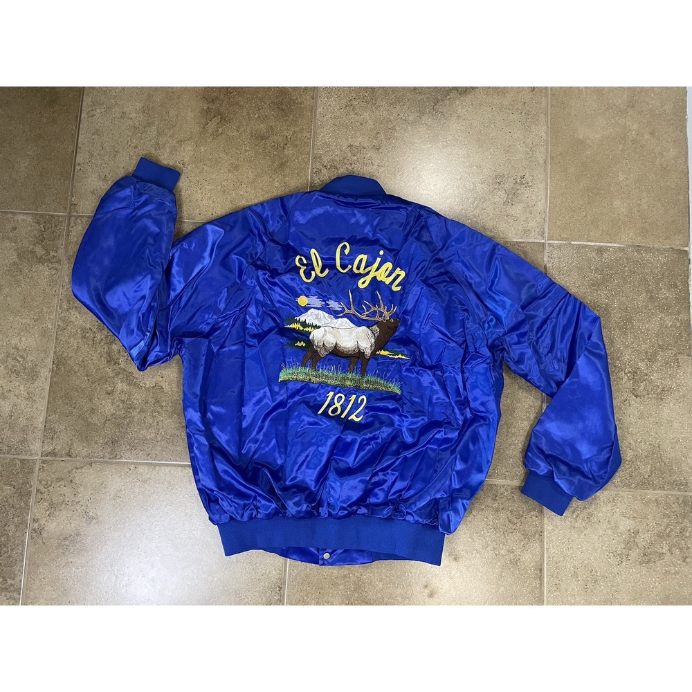 Vintage West Ark USA Blue Nylon Bomber Jacket Unisex Size L El Cajon USA Made